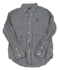 Tmavomodro-bílá kostkovaná košile s výšivkou Next