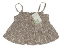 Nové - hnědošedý kytičkovaný propínací halenkový top H&M