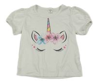 Bílé tričko s jednorožcem SHEIN