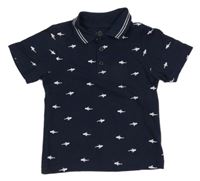 Tmavomodré polo tričko se žraloky Topolino