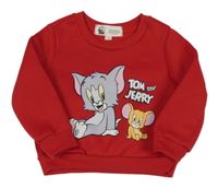 Červená teplá mikina s Tomem a Jerrym 