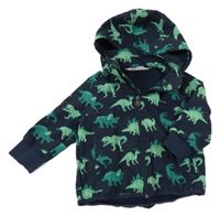 Tmavomodrá softshellová bunda s dinosaury a odepínací kapucí H&M