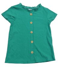 Zelené žebrované tričko s knoflíčky Palomino