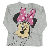 Šedé melírované triko s Minnie zn. Disney