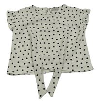 Bílá puntíkatá crop halenka Matalan