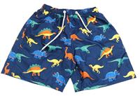 Tmavomodré plážové kraťasy s dinosaury