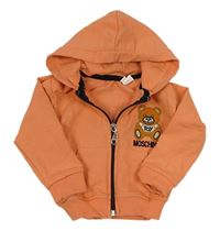 Oranžová propínací mikina s medvědem a kapucí Moschino