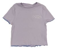 Lila žebrované crop tričko s nápisem M&S