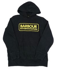 Černá mikina s nápisem a kapucí Barbour