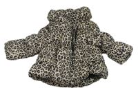 Béžová šusťáková zimní bunda s leopardím vzorem F&F