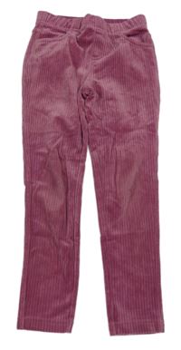 Starorůžové žebrované sametové tregíny