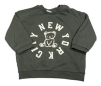 Tmavošedá mikina s medvědem a nápisem H&M