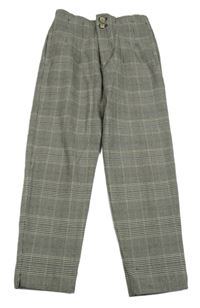 Černo-béžovo-hnědé kostkované teplákové kalhoty Zara