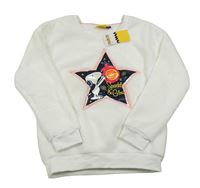 Nové - Bílá chlupatá mikina s hvězdou se Snoopym