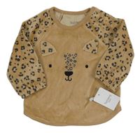 Nové - Hnědé sametové triko se vzorem a čumákem Nutmeg