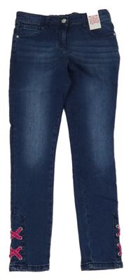 Nové - Modré skinny rifle se šněrováním Matalan