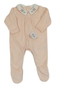 Nové - Světlerůžový sametový overal s límečkem s květy Nutmeg