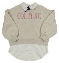 Béžová melírovaná mikina s nápisem a halenkou River Island