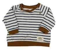 Bílo-tmavomodrá pruhovaná mikina s nášivkou H&M