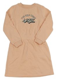 Růžové teplákové šaty s nápisem Kiabi