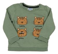 Khaki mikina s tygry So Cute