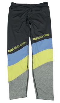 Tmavošedo-šedo-modré sportovní legíny s nápisem Page One Young