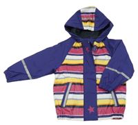 Fialovo-barevná nepromokavá lehce zateplená bunda s pruhy a kapucí Lupilu