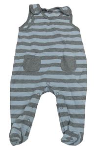 Šedo-světlemodré pruhované teplákové dupačky Kanz