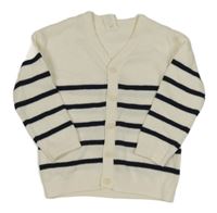 Smetanovo-tmavomodrý propínací svetr s pruhy H&M