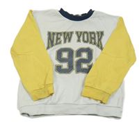 Bílo-žlutá mikina s nápisem a číslem H&M