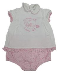 Bílo-růžové tričko s Púem a všitým body Disney