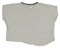 Šedo-bílé pruhované crop tričko H&M