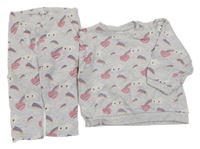 2set - Šedá melírovaná mikina se srdíčky a mraky + legíny H&M