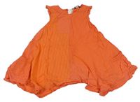 Oranžové vzorované šaty s madeirovým lemem George