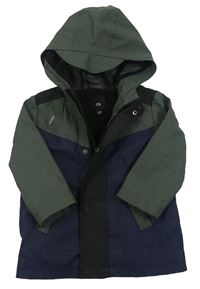Tmavomodro-khaki nepromokavá podzimní bunda s kapucí River Island