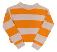 Světleůžovo-oranžový pruhovaný crop svetr H&M