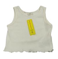 Bílý žebrovaný crop top shein