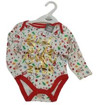 Bílo-červené vzorované vánoční body s nápisem zn. Pep&Co