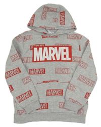 Šedá vzorovaná mikina s nápisy a kapucí - Marvel 