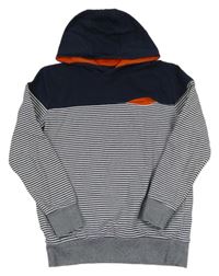 Tmavomodro-bílá pruhovaná mikina s kapucí Yigga