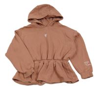 Starorůžová mikina se srdíčkem a volánkem a kapucí zn. George