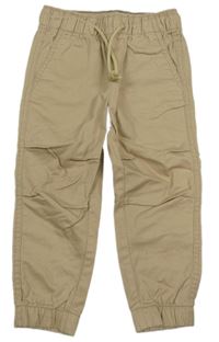 Světlebéžové plátěné cuff kalhoty H&M