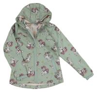 Zelená softshellová bunda s jednorožci a kapucí Dopodopo