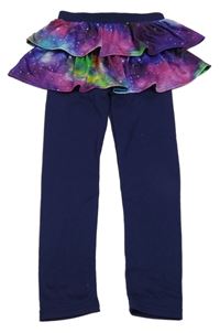 Tmavomodré legíny s fialovo-barevnou sukní 