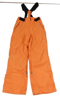 Oranžové šusťákové funkční oteplovačky s kšandami Decathlon