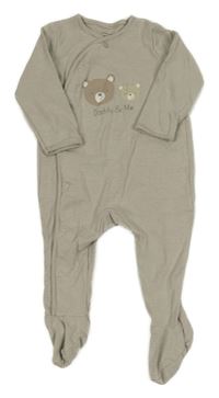 Béžový pruhovaný overal s medvědem C&A