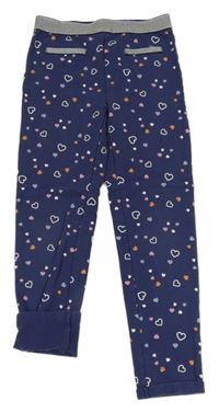 Tmavomodré vzorované tregíny se srdíčky kids