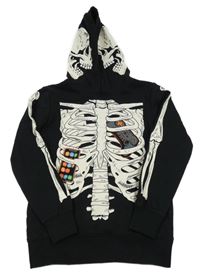 Černá mikina s kostrou a kapucí Chapter Young
