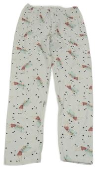 Bílé sametové pyžamové kalhoty s vílami 