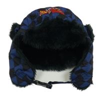 Modro-černá kostkovaná šusťáková zateplená beranice s Cars C&A